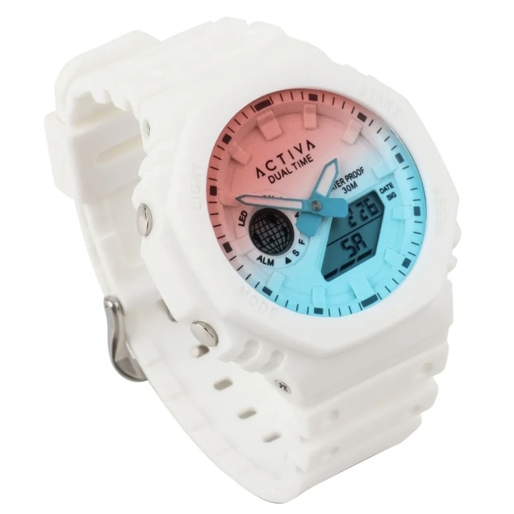 Ativa Dual-Time White with Gradient Dial Watch